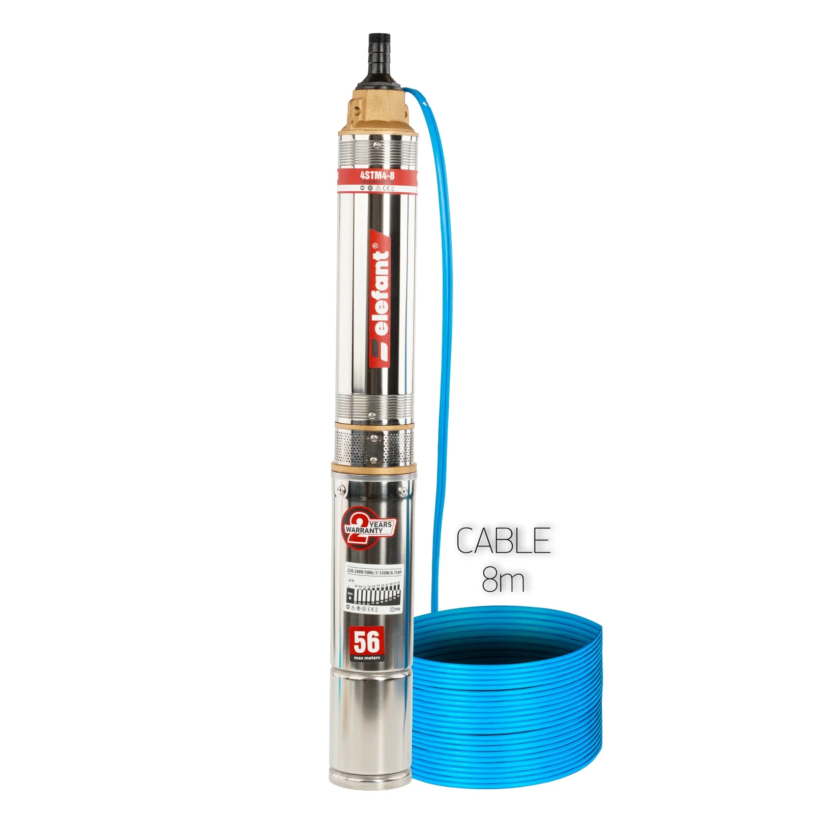 Pompa submersibila Elefant, 550W, Debit 5m  ³ h, Inaltime max.56m, 8m cablu