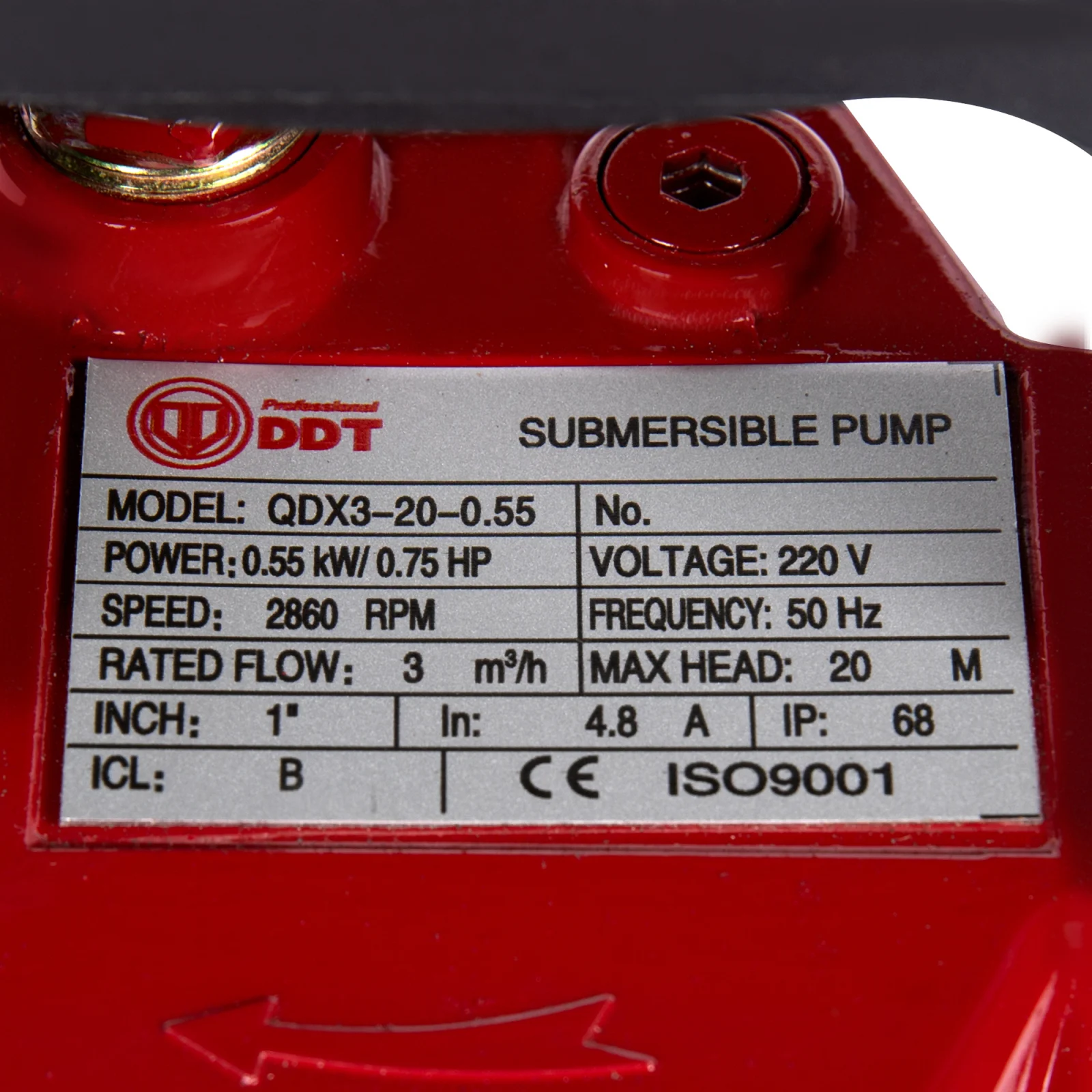 Pompa submersibila pentru apa curata DDT QDX20, 550W, 2860RPM, Debit 3 m³/h, Adancime 20m, Inaltime 40m, Cablu 8m [3]
