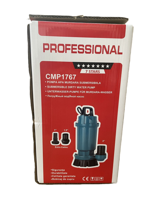 Pompa submersibila pt. apa murdara Aqua Tech Premium QDX10-35-1.1, 1.1kW, H35m, 10m³/h, 2860RPM, Racord 2", Reductii 1 si 1.5" incluse, 7.5m cablu [2]