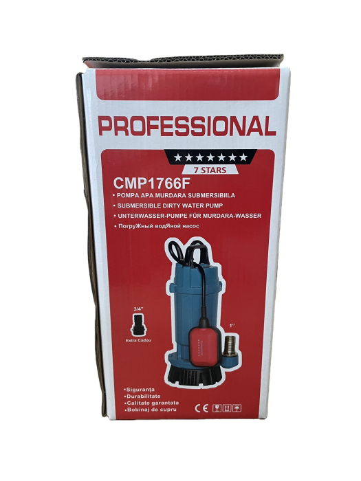 Pompa submersibila pt. apa murdara cu plutitor Aqua Tech Premium QDX3-25-0.75F, 0.75kW, H25m, 3 m³/h, 2860RPM, Racord 1", Reductie 3/4" inclusa, 7.5m cablu [2]