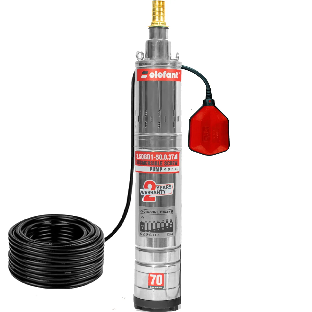 Pompa submersibila cu plutitor Elefant, 370W, Debit 30L min., Adancime max.70m, 15m cablu