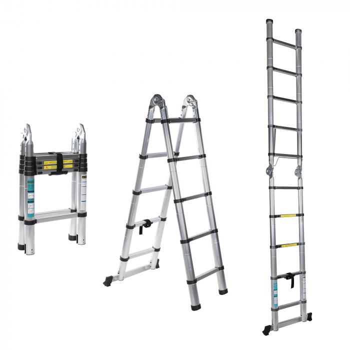 Scara telescopica dubla Detoolz DZ-C246, 3.2m - 10 trepte, Aluminiu,150 kg [5]