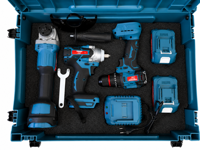 Set 3 in 1 Altai Campion PRO – Polizor Unghiular, Masina de Impact si Autofiletanta Brushless, 2 Acumulatori 48V / 6Ah, Incarcator, Cutie de Transport si Depozitare [10]