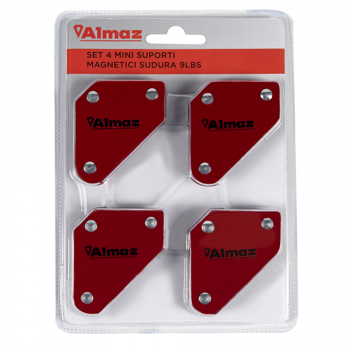 Set 4 mini-suporti magnetici sudura Almaz AZ-ES028, 9lbs, Rosu [4]