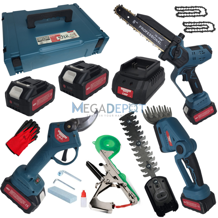 Set Profesional 5 in 1 pe Acumulator ALTAI Campion PRO - 48V / 6Ah, 2 Acumulatori, Fierastrau, Foarfeca crengi, Masina de tuns gard viu/ gazon Aparat vita-de-vie [7]