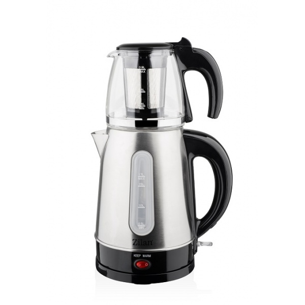 Set fierbator electric+ceainic floria zln-3581, 2200w, capacitate 1.7l, inox negru