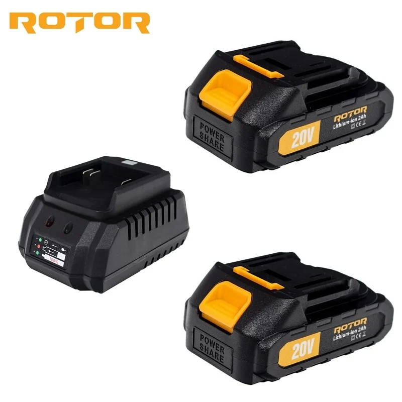Set incarcator cu acumulatori Rotor, 20V/2Ah [2]