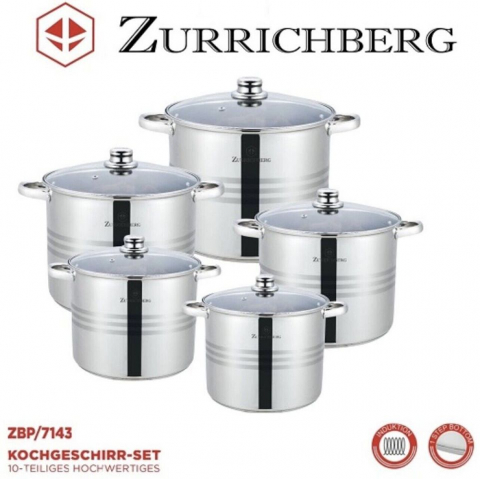 Set oale 10 piese Zurrichberg ZBP-7143/RS-SP10H, Capacitate 5.6L, 7.2L, 9L, 11.1L, 13.5L, Otel inoxidabil [2]