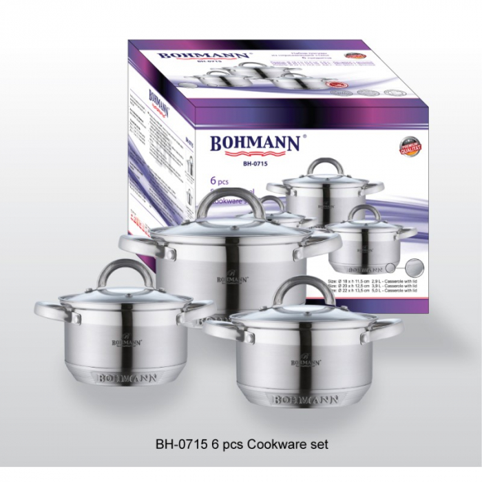 Set oale inox, 6 piese, Bohmann BH0715, Capacitate 2.9L,3.9L,5.0L [2]