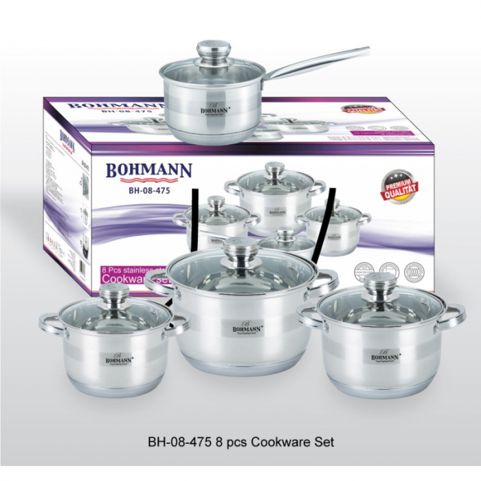 Set oale inox, 8 piese, Bohmann BH08-475, Capacitate 1.9L, 2.6L, 3.6L, 5.5L [2]