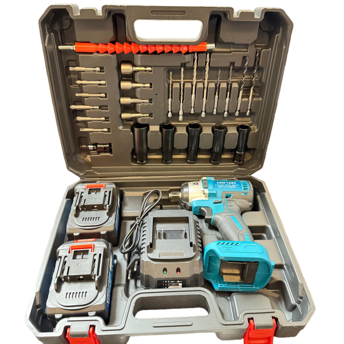 Set Pistol de Impact pentru Roti, 48V, 2 acumulatori, 25 accesorii incluse, Geanta de transport [2]
