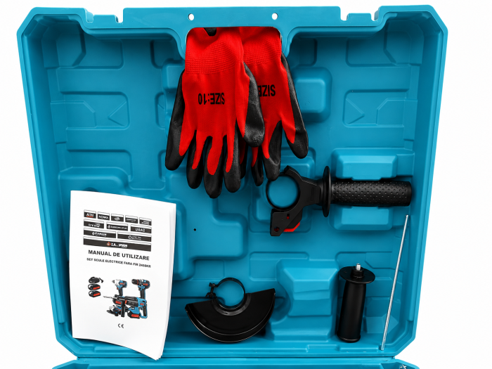 Set scule electrice 4in1 ALTAI, Pistol de Impact, Ciocan Rotopercutor, Masina de Gaurit cu impact si Polizor Unghiular - Flex, Geanta de transport [4]