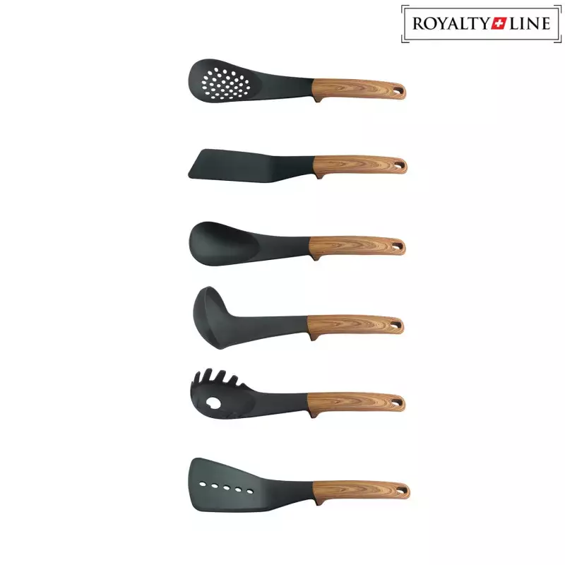 Set ustensile bucatarie cu suport Royalty Line RL-U03, Negru/Maro [2]
