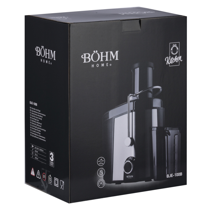 Storcator centrifugal de fructe si legume BOHM Home BJE-100B, 1000W, tub alimentare Ø85 mm, recipient suc 750 ml [7]