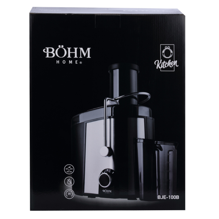Storcator centrifugal de fructe si legume BOHM Home BJE-100B, 1000W, tub alimentare Ø85 mm, recipient suc 750 ml [8]