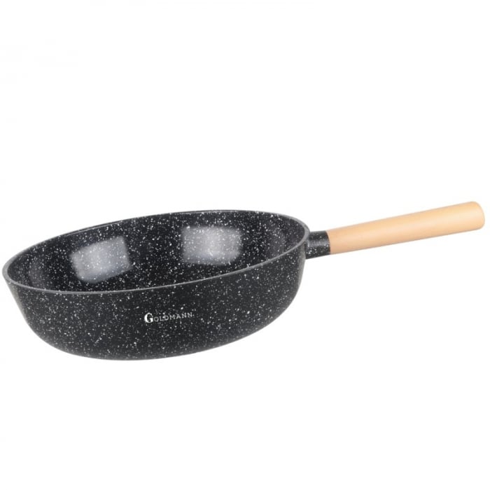 Tigaie WOK Goldmann, 30x8.5cm, Maner soft touch, Acoperire ceramica, Aluminiu turnat