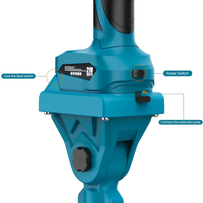 Tija extensibila minidrujba electrica si foarfeca de gradina  DDT-KRISTAL lungime maxima 2m compatibil baterii pe sina [2]