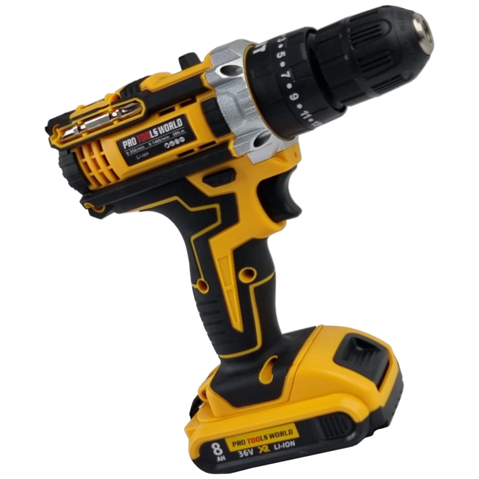 Trusa bormasina cu percutie ProTools World CMP1260, 2 Acumulatori 36V/8Ah, Incarcator, 58 Accesorii incluse [2]