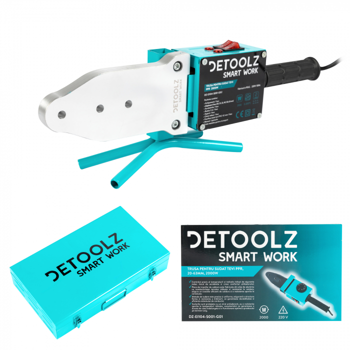 Trusa pentru sudat tevi PPR Detoolz DZ-EI104-S001-G02, 2000W, 20-63mm, 0-300℃ [17]