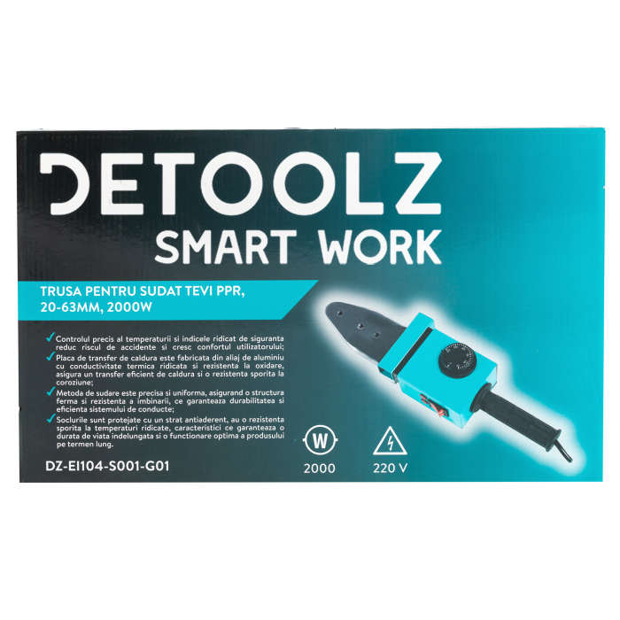 Trusa pentru sudat tevi PPR Detoolz DZ-EI104-S001-G02, 2000W, 20-63mm, 0-300℃ [18]