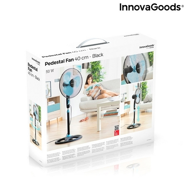 Ventilator cu picior InnovaGoods, 3 viteze, oscilant, unghi reglabil, 100-128cm [7]