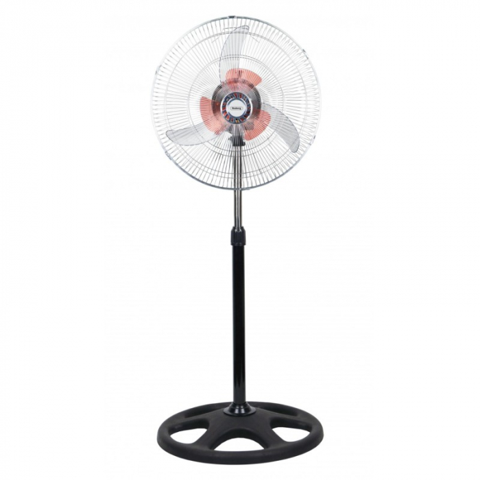 Ventilator cu picior Rosberg, 60W, Diametru 46cm, 3 viteze, inaltime 130cm, elice plastic, Negru Gri