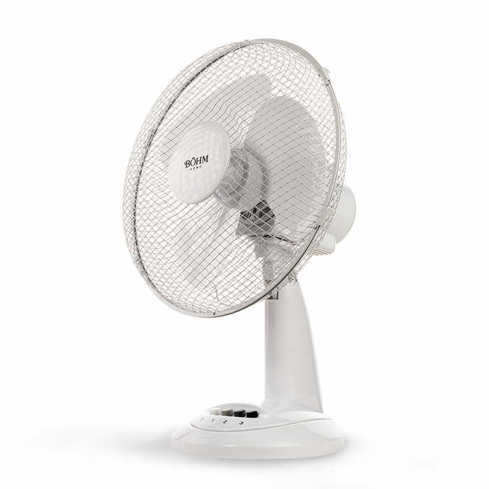 Ventilator de birou Bohm 12  , 40W, 3 viteze, cablu 1.5m, Alb