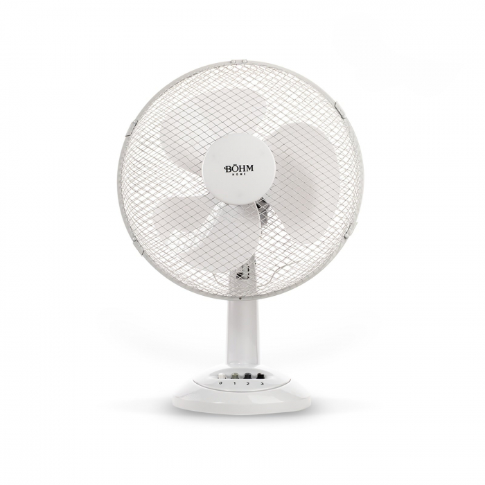 Ventilator de birou Bohm 12", 40W, 3 viteze, cablu 1.5m, Alb [4]