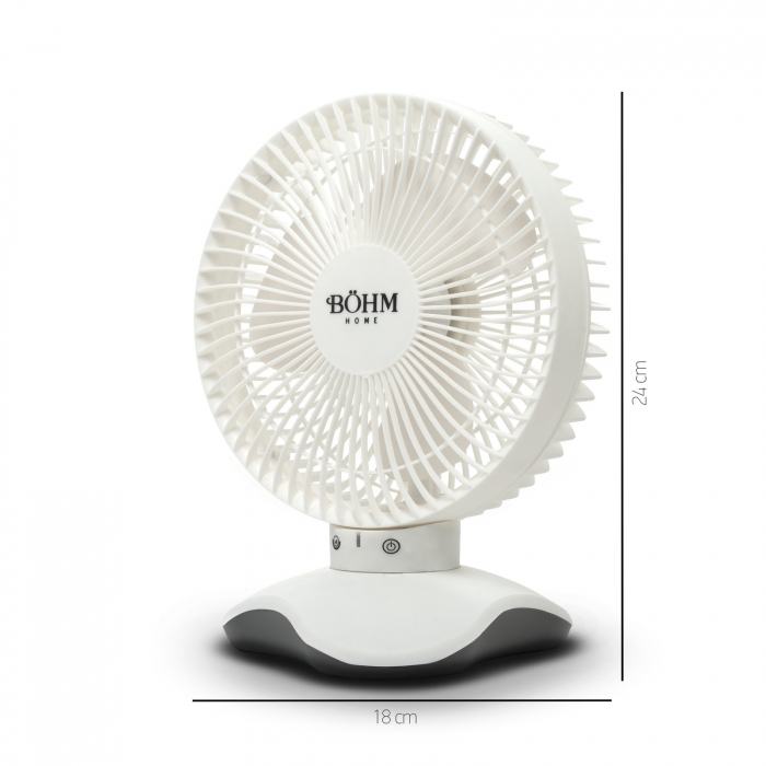 Ventilator de birou Bohm 6", 5W, 3 viteze, incarcare USB,  Unghi de inclinare 60° [2]