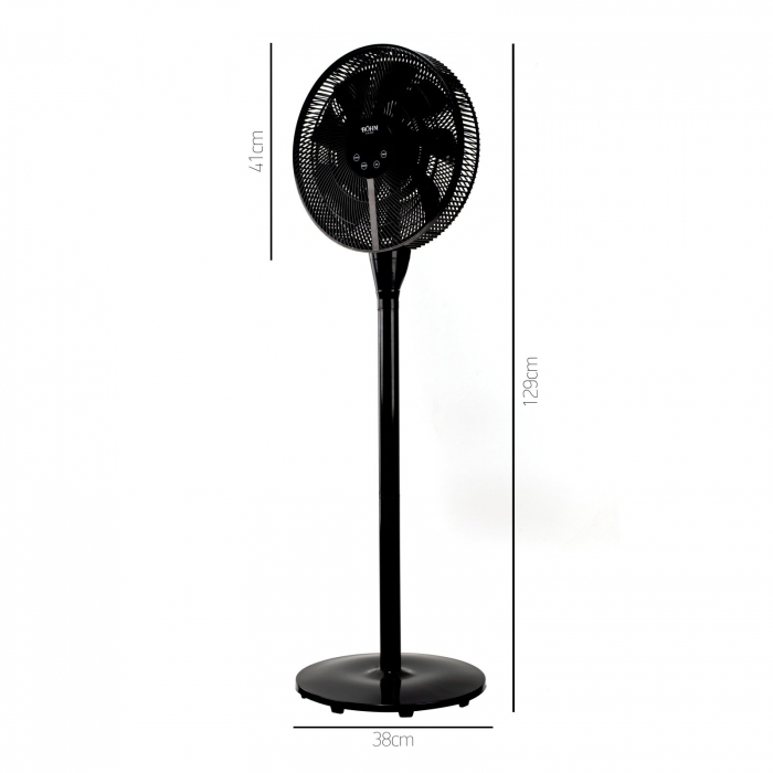 Ventilator de podea Bohm 16", 25W, 8 viteze, Inaltime reglabila 129cm, Ecran LED, Telecomanda, Negru [5]