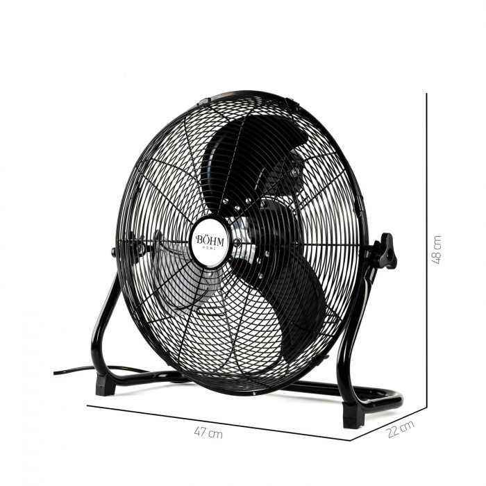 Ventilator de podea Bohm 16", 90W, 3 viteze, Unghi de inclinare reglabil, Negru [2]