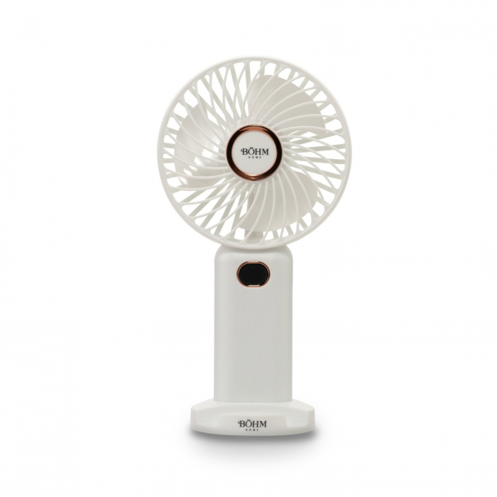 Ventilator portabil Bohm 4", 4.5W, 5 viteze, incarcare USB,  Acumulator 1200mAh, Afisaj LED, Alb [3]