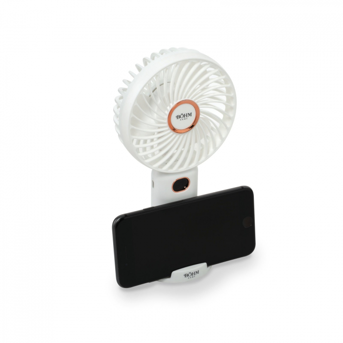 Ventilator portabil Bohm 4", 4.5W, 5 viteze, incarcare USB,  Acumulator 1200mAh, Afisaj LED, Alb [5]