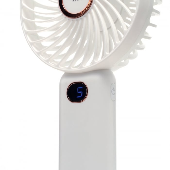 Ventilator portabil Bohm 4", 4.5W, 5 viteze, incarcare USB,  Acumulator 1200mAh, Afisaj LED, Alb [6]