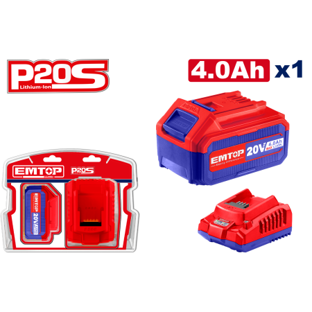 Scule si Unelte - 1 x Acumulator 4.0Ah litiu-ion si incarcator, P20S - ELBCPK1214, EMTOP