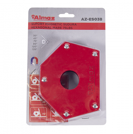 Suport magnetic sudura Almaz AZ-ES038, Hexagonal-Mare, 75lbs, Rosu [1]