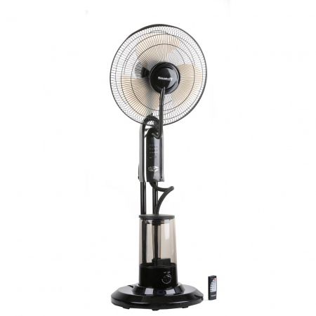 Ventilator Hausberg HB5600NG, 90W, Pulverizare apa/ Umidificare, 300 ml/h, 3 viteze, Timmer, Telecomanda, Negru [0]