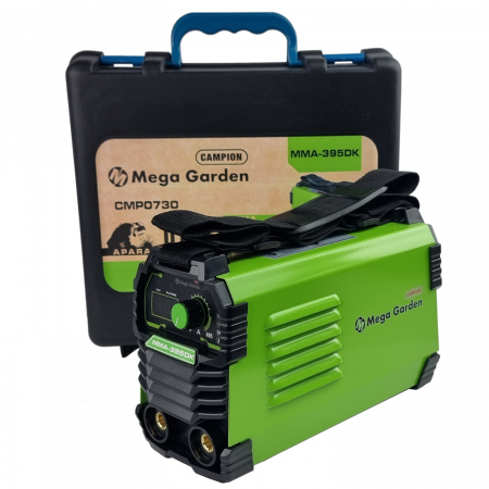Aparat de sudura tip invertor MegaGarden MMA 395DK + Masca automata, 405Ah, cablu 3 metri, Accesorii Incluse,Cutie de Transport [1]