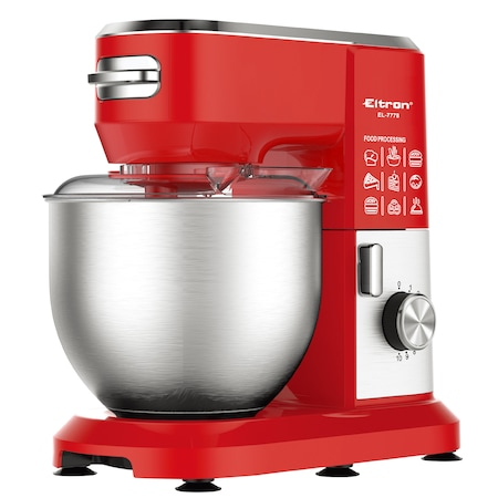 Mixer cu bol Eltron EL7778, 1900W, 10 viteze, Bol inox 6L, Tel/Carlig/Paleta/Spatula, Rosu [1]