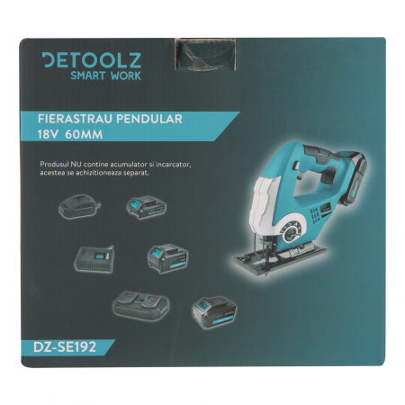 Fierastrau pendular Detoolz DZ-SE192, 18V, 14 mm, 0÷2600rpm, cu perii, pe acumulator (fara acumulator si incarcator incluse) [9]