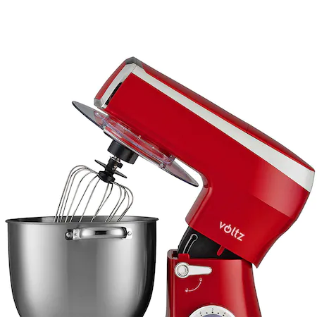 Mixer cu bol Voltz V51115A, 2100W, 6 viteze, Bol inox 7.5L, Tel/Carlig/Paleta/Spatula, Rosu [2]