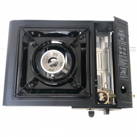 Aragaz portabil 2in1 camping Ertone MN232, 2.2 kW, Aprindere piezo, Pentru butelie spray/standard, Negru [2]