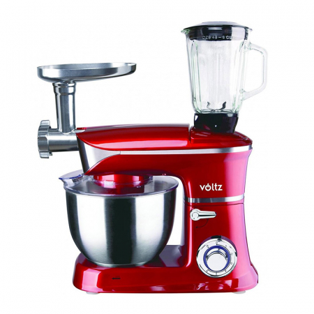 Mixer cu bol, blender, tocator Voltz V51115BS, 1900W, 6 viteze, Bol inox 6.5L, Tel/Carlig/Paleta/Spatula, Rosu [0]