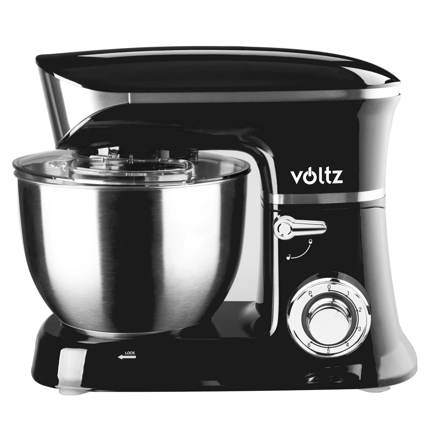 Mixer cu bol Voltz V51115B, 1900W, 6 viteze, Bol inox 6.5L, Tel/Carlig/Paleta/Spatula, Negru [0]