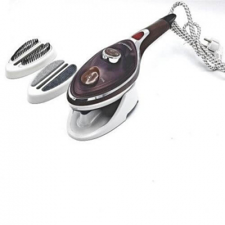 Fier de calcat vertical Hausberg HB7885, 1100W , Talpa ceramica, Accesoriu detasabil, 2 Perii, Maro [0]