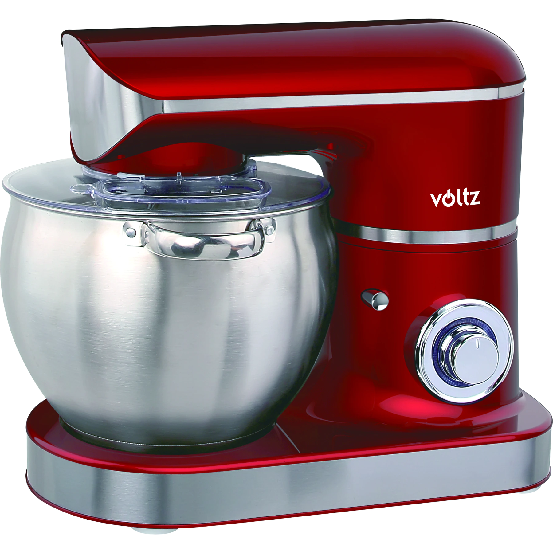 Mixer cu bol Voltz V51115E, 22000W, 6 viteze, Bol inox 8.5L, Tel/Carlig/Paleta/Spatula, Rosu [0]