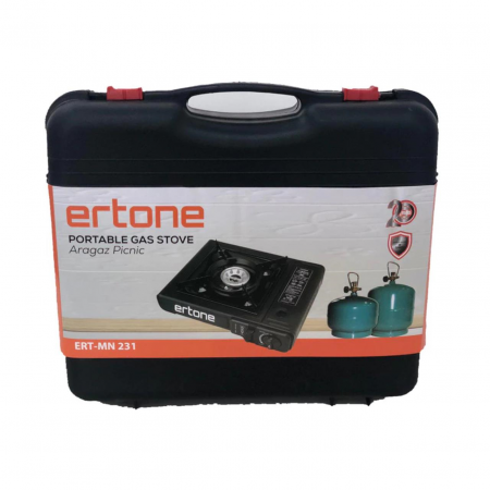 Aragaz portabil camping Ertone MN231NG, 2.2 kW, Aprindere piezo, Pentru butelie spary, Negru [3]