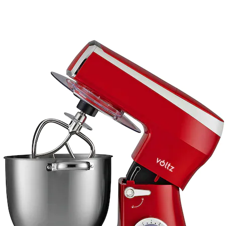 Mixer cu bol Voltz V51115A, 2100W, 6 viteze, Bol inox 7.5L, Tel/Carlig/Paleta/Spatula, Rosu [3]