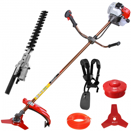 Pachet Motocoasa pe benzina AKIRA Japan, Accesoriu tuns gard viu, Profesionala, 8CP, 10000RPM, 62CC [0]