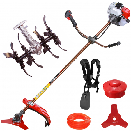 Pachet Motocoasa pe benzina AKIRA Japan, Cultivator,  Profesionala, 8CP, 10000RPM, 62CC [0]